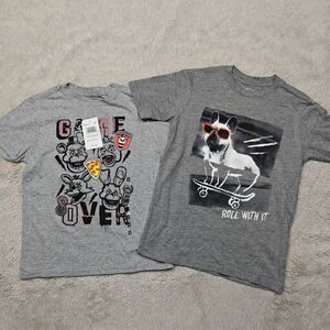 Boys T-shirt Bundle Size 6-7 XS/S Gray FNAF Five Nights Skateboard Pug NEW